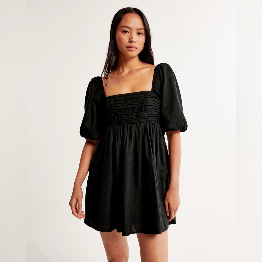 Abercrombie + Fitch Emerson Cotton Blend Black Dress - Picture 1 of 8